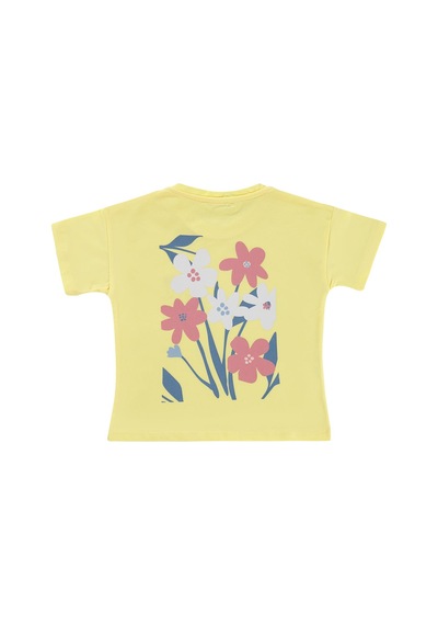Civil Girls Renkli Çiçek Baskılı 2-5 Yaş Tişört - Sarı