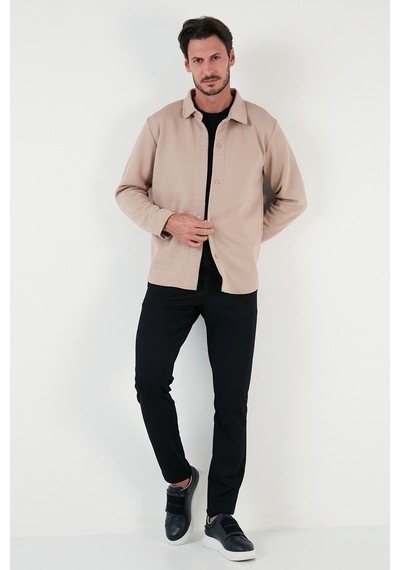 Buratti Fitilli Çıtçıtlı Relaxed Fit Erkek Gömlek 5905510 Vizon