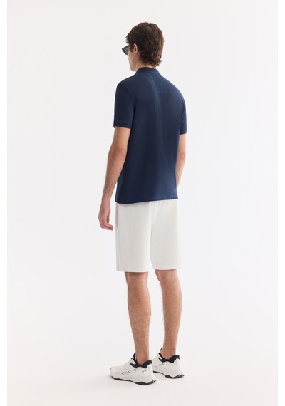 Avva Erkek Lacivert Kıvrılmaz Polo Yaka %100 Pamuk Basic Regular Fit T-shirt B001032