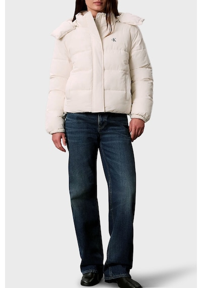 Calvin Klein Suya Dayanıklı Çıkarılabilir Kapüşonlu Şişme Mont Lv047h504gyas Kadın Mont Lv047h504g Yas Krem