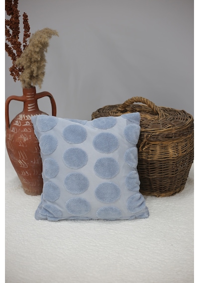Luna Welsoft Jakarlı Dekoratif Kırlent Kılıfı 43x43 Cm - Ztluna0 Mavi