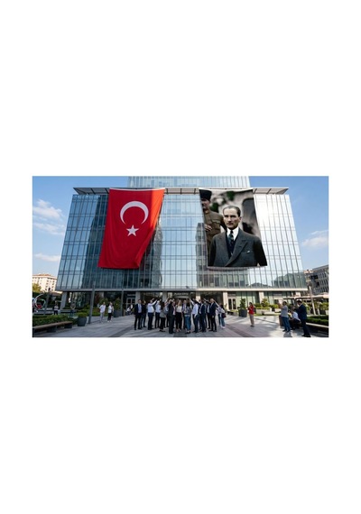 Mustafa Kemal Atatürk Portre Poster Bayrak Ve Türk Bayrağı Premium Raşel Kumaş 2'li Set 10x15 Metre Ata38 Diğer
