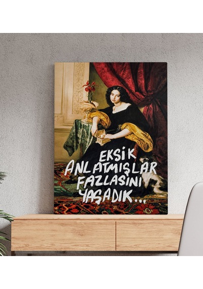 Bk Gift Vintage Klasik Sanat Esprili Sözlü Dekoratif Kanvas Tablo - 15 Çok Renkli