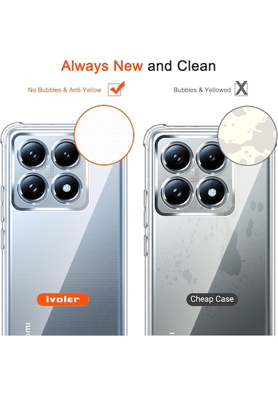 Xiaomi Mi 14t & Mi 14t Pro Uyumlu Köşe Korumalı Şeffaf Silikon