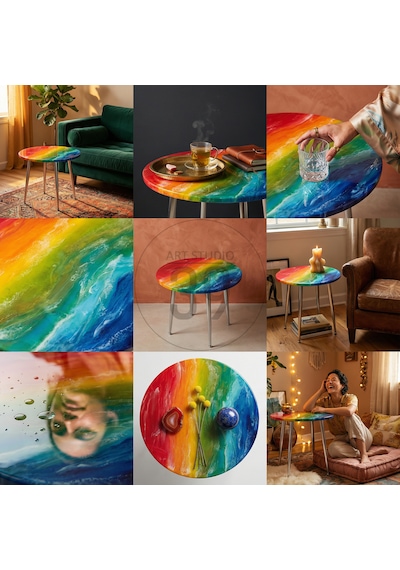Raınbow Lux 60 Cm Kahve Sehpası Rainbow Epoksi Parlak Yüzey Gümüş Ayaklı Modern Orta Sehpa 45 Cm Yükseklik Çok Renkli Raınbow Lux 60 Cm Kahve Sehpası Rainbow Epoksi Parlak Yüzey Gümüş Ayaklı Modern Orta Sehpa 45 Cm Yükseklik Çok Renkli
