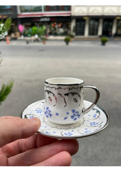 Blue Porselen Kahve Fincan Takımı 6 Kişilik