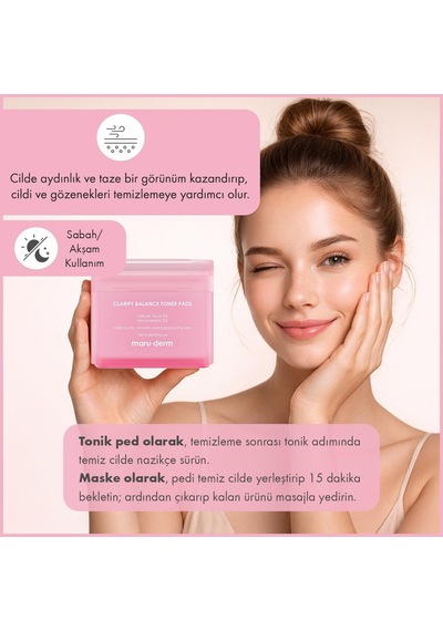 Maruderm Arındırıcı Ve Dengeleyici Hidrojel Tonik Ped 100 Adet - Salisilik Asit %2, Niacinamide %5
