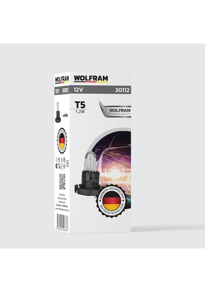 Wolfram 12 Volt 1.2 Watt Siyah T5 Duylu Gösterge Ve Panel Ampulü - 10 Adet