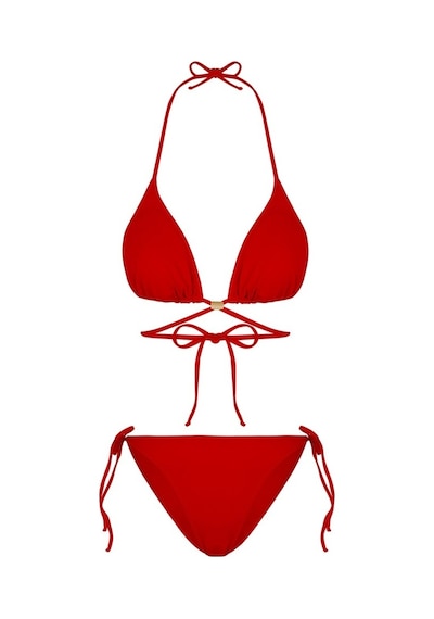 Endeep Beria Kadın Çapraz Bağlama Detaylı Üçgen Ipli Kırmızı Bikini Takı Kırmızı