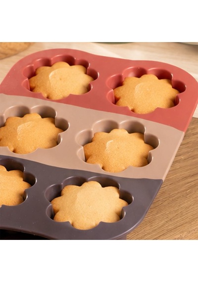 30010-2 Silikon 6lı Muffin Kalıbı Papatya Kek Kalıbı Kalıbı 17 26cm Diğer