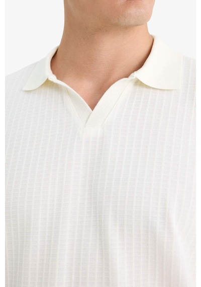 Defacto Regular Fit Polo Yaka Waffle Kısa Kollu Tişört F0315ax25auer140 Ekru