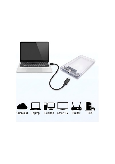 Type-c 2.5" Hdd Ssd Harici Disk Kutusu Şeffaf Usb 3.0 Sata Iıı 5gbps Uasp Destekli Windows Mac Linux Uyumlu