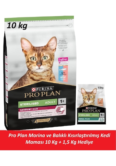 Pro Plan Morina Ve Balıklı Kısırlaştırılmış Kedi Maması 10 Kg + 1,5 Kg Hediye