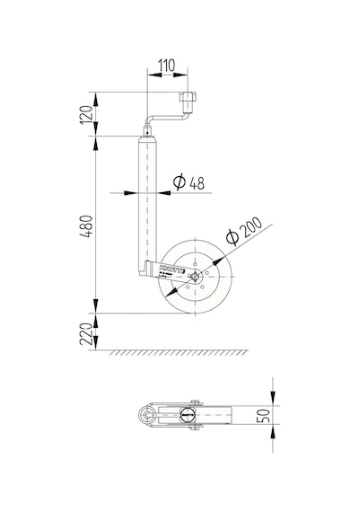 Knott 48mm 150kg Karavan/römork Pilot Tekeri