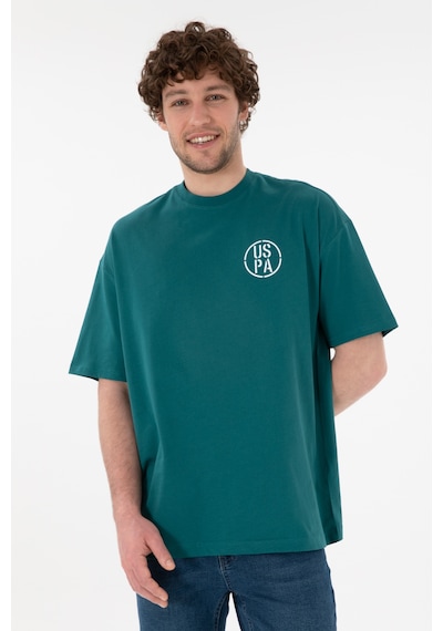U.S. Polo Assn. Erkek Oversize Fit Bisiklet Yaka Koyu Yeşil Tişört 50305904-VR101