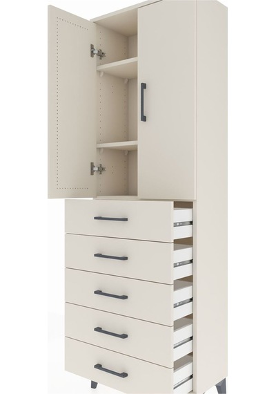 Arges Dolap 3 Raflı 5 Çekmeceli 2 Kapaklı 60x30x182 Aytaşı-ay... Aytaşı