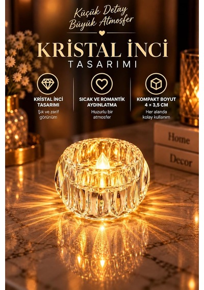 3 Adet Kristal İnci Mini Led Pilli Dekoratif Romantik Işık 3308