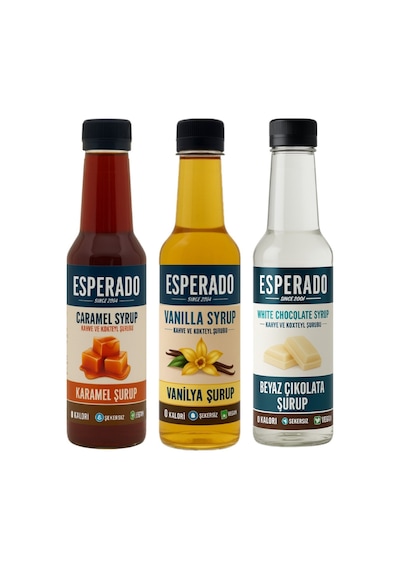 Şekersiz Vanilya - Karamel -beyaz Çikolata Aromalı Kahve Şurubu 3 Ad.x 250 Ml Diğer