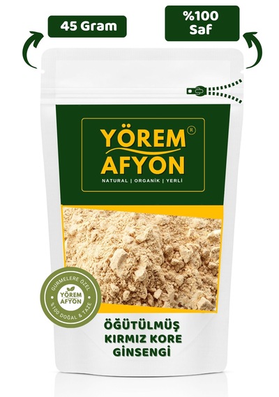 Yörem Afyon %100 Katkısız Hakiki Öğütülmüş Toz Kırmızı Kore Ginsengi 45gr.
