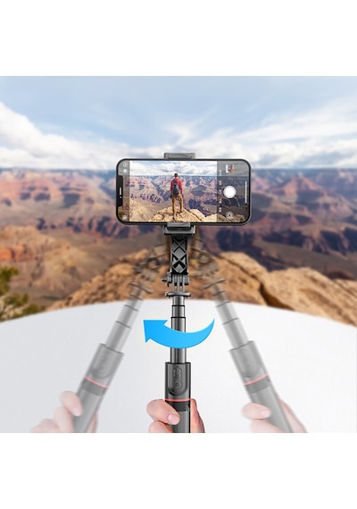 Go-des Gd-f06 Bluetooth Kumandalı Selfie Çubuğu Teleskopik Tripodlu Sarsılma Engelleyicili Siyah