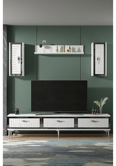 Tvr1801bs - Tuna Tv Ünitesi Beyaz Sılver 180cm Beyaz - Sılver