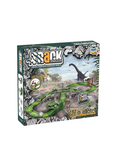 Dinozor Trucks 192 Parça Raylı Pist - Raylı Araç Oyuncak - Tren Oyuncak - Renkli Araç Yolu - Dino Tr
