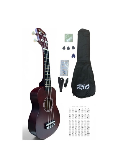 Soprano Kahverengi Ukulele Kılıf Askı Pena Stiker