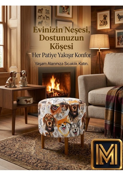 Diday Köpek Puf F Trend Puf Koltuk Puff Bench Dekoratif Bohem Doğal Gürgen Ayak Amaçlı Bahçe Balkon Çok Renkli
