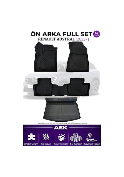 Renault Austral 2024+ Stepnesiz 5d Karbon Paspas Takımı +3d Pvc B