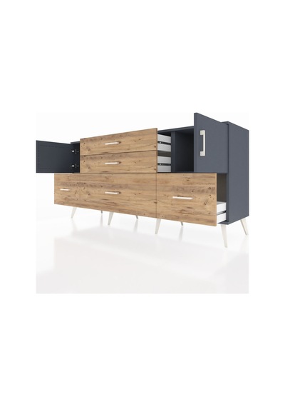 Hyperion Konsol 2 Raflı 5 Çekmeceli 2 Kapaklı 176x44x83 Antrasit-antrasit/çam Antrasit/çam Hyperion Konsol 2 Raflı 5 Çekmeceli 2 Kapaklı 176x44x83 Antrasit-antrasit/çam Antrasit/çam