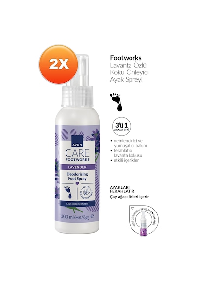 Footworks Lavanta Özlu Koku Önleyici Ayak Spreyi 100ml İkili Paket