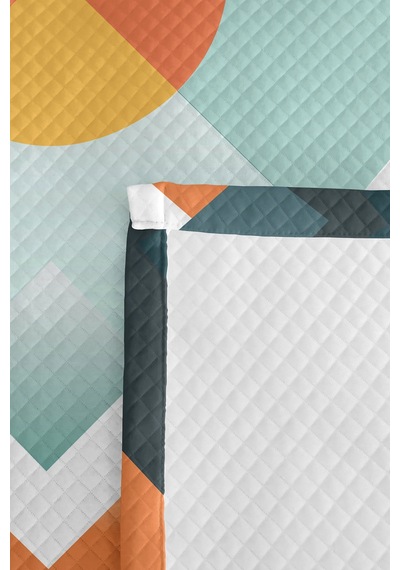 Geometrik Dağ Mint Genç Odası Tek Kişilik Pike Takımı-modern Turuncu 160x220cm Kapitone Yatak Örtüsü Kabuğu Kakao Serinliği