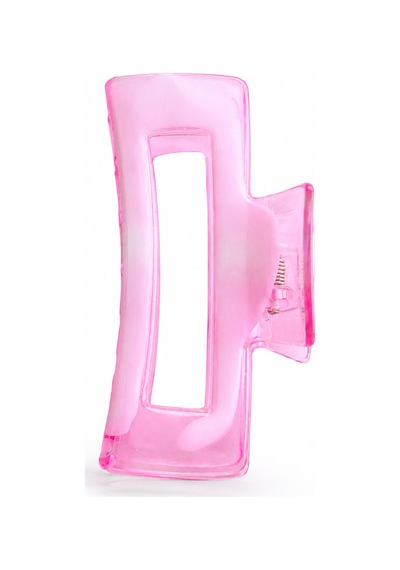 Fugo 2'li Büyük Boy Şeffaf Mandal Saç Tokası Seti Kalın Plastik, Transparan Pembe & Mavi Mavi - Pembe