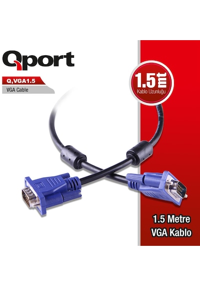 Qport Q-vga1.5 15 Pin Vga Kablo 1.5 Mt-45953