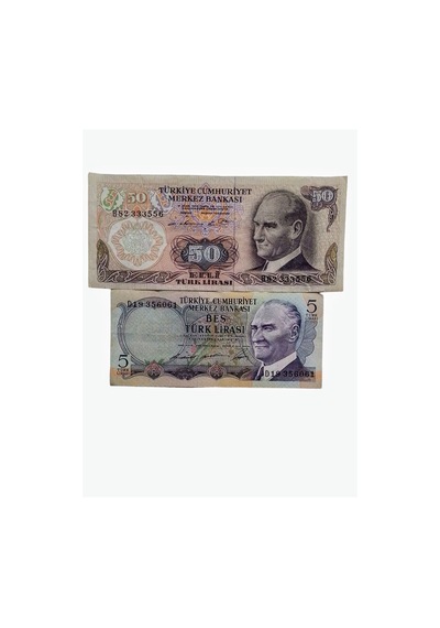 6. Emisyon 50 Türk Lirası Ve 5 Türk Lirasi Koleksiyon Kağıt Para. Resimdeki Ürünler Gönderilecek.