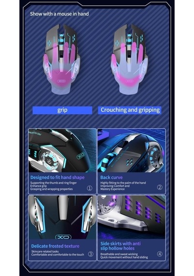 Yüksek Hassasiyetli 3200 Dpı Ayarlanabilir Metalik Kaplamalı Ergonomik Kablolu Mouse Kablosuz