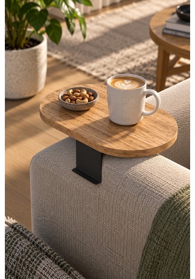 Sulorahome Ayarlanabilir Yan Sehpa Çam Kahverengi Oval C Sehpa Atlantik Çam