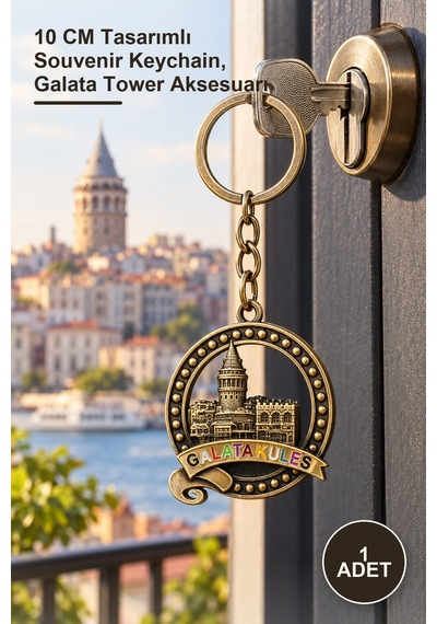 1 Adet Metal Galata Kulesi Anahtarlık 10 Cm Tasarımlı Souvenir Keychain, Galata Tower Aksesuarı