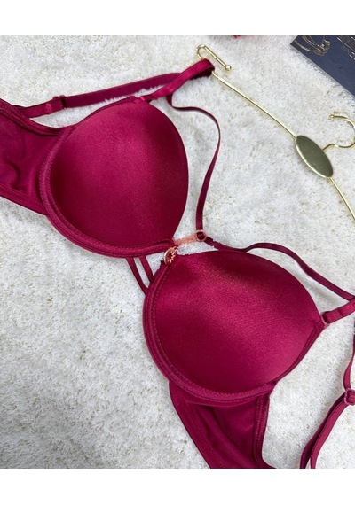 Le Jardin Monica Göğsü Şeritli Mikro Push-up Arkası İp Detaylı Sü Bordo