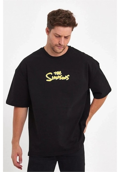 Erkek Baskılı T-shirt Kısa Kol Bisiklet Yaka Regular Fit Rahat Kalıp Günlük Tişört - Siyah