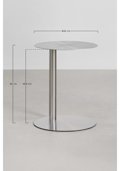 Paledin Design Magna Yan Sehpa Modern Yuvarlak Çelik Koltuk Yanı Sehpası Granit Grisi 40x40x50 Cm Antrasit