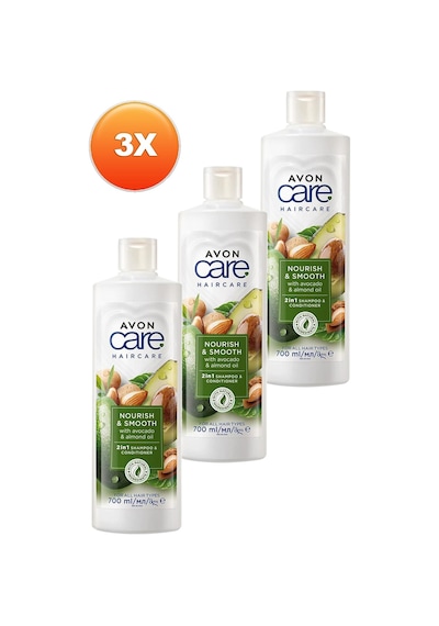 Avon Care Avakado Ve Badem Yağı İçeren Şampuan Ve Saç Bakım Kremi 700 Ml. Üçlü Set