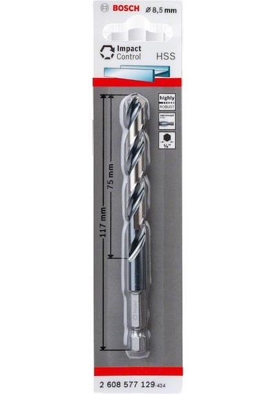 Bosch Impact Ctrl HSS 8.5x117mm Altıgen Şaftlı Spiral Matkap Ucu - 2608577129