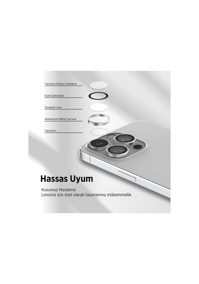 Bix Apple Uyumlu iPhone 16 Pro / 16 Pro Max Safir Lens Koruyucu 3d Kamera Camı 9h Premium Lens Kapağı Desert Titanyum