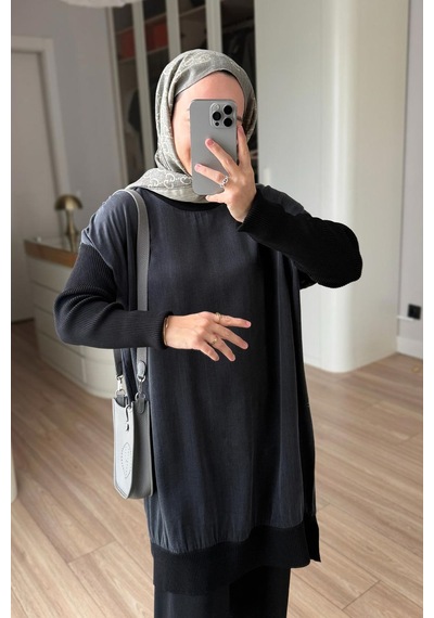 Kahijab İpek Cupra Merserize Tunik - Siyah