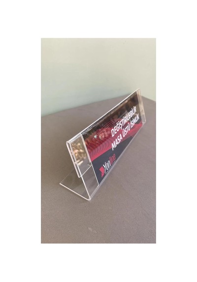 25x8 Cm Şeffaf Pleksi Değiştirilebilir Masaüstü İsimlik Genel