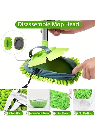 Hannah Araba Yıkama Fırçası Mop/paspas, Uzun Saplı Detaylı Yıkama Fırçası,mikrofiber Çiziksiz