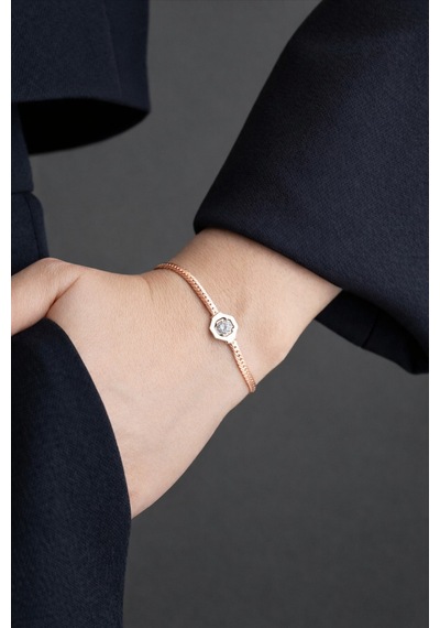 Çekirdekjewelry 925 Ayar Gümüş Hasır Serenay Bileklik Pembe