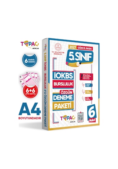 2027 5.Sınıf Topaç Yayınları İOKBS-BURSLULUK 6lı Deneme Paketi Dijital Çözümlü Türkiye Geneli