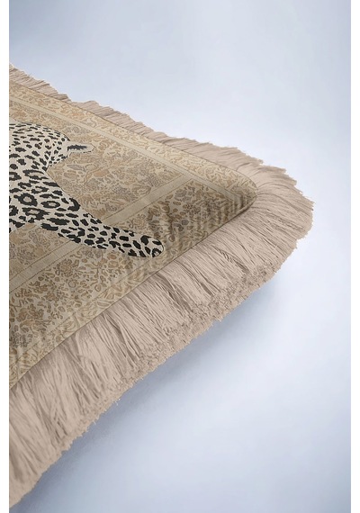 Lüks Leopar Saçaklı Yastık Kılıfı - Vintage Bohem Bej Altın Renkli Püsküllü Kırlent Kılıfı Doygun Sisli Bakır Lüks Leopar Saçaklı Yastık Kılıfı - Vintage Bohem Bej Altın Renkli Püsküllü Kırlent Kılıfı Doygun Sisli Bakır